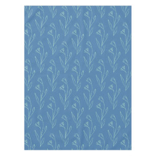 Ditsy Dainty Boho Floral Line Art Tekenen in blauw Tafelkleed