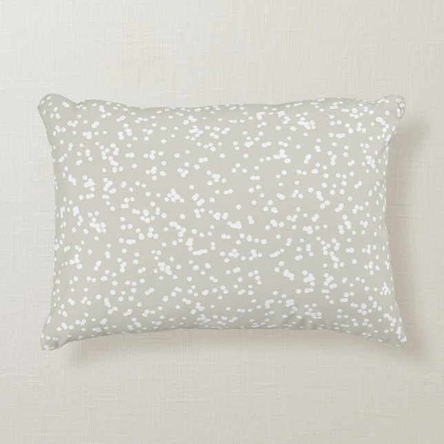 Ditsy Dots Pattern - White on Beige/Greige Accent Kussen (Voorkant)