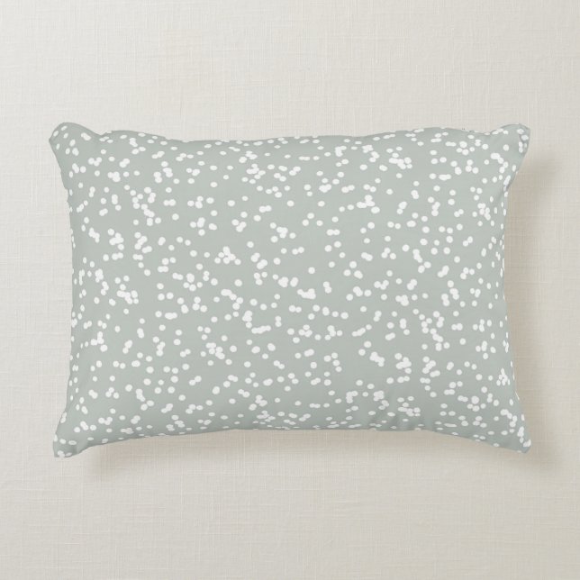 Ditsy Dots Pattern - White on Gray Green Accent Kussen (Voorkant)