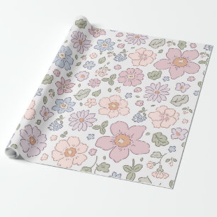 Ditsy Floral Baby shower Wrapping Paper Cadeaupapier