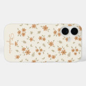 Ditsy Floral Boho Wildflower Neutral Beige Name Case-Mate iPhone Case (Achterkant (horizontaal))