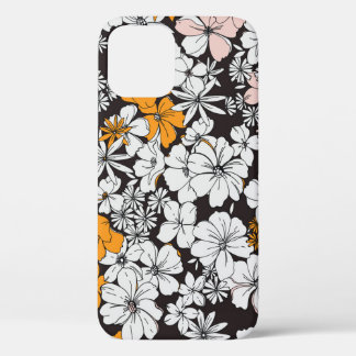 Ditsy Floral: kleurrijke donkere achtergrond. iPhone 12 Hoesje