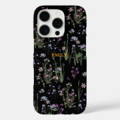 Ditsy Floral Pattern Zwart Violet Case-Mate iPhone Case (Achterkant)