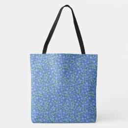 Ditsy Floral Periwinkle Patroon op Royal Blue Tote Bag