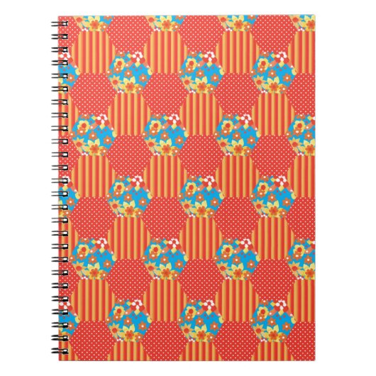 Ditsy Floral, Stripes, Polka Dots Patchwork Notitieboek (Voorkant)