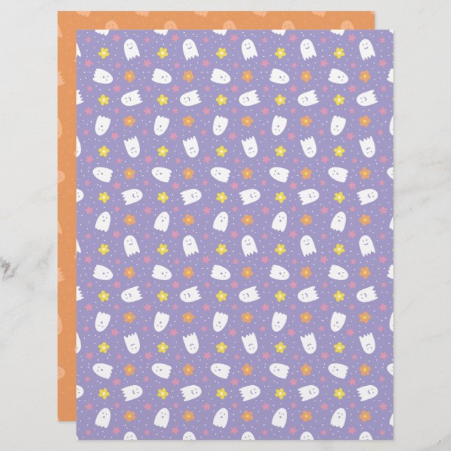 Ditsy Ghosts Scrapbook Paper (Voorkant / Achterkant)