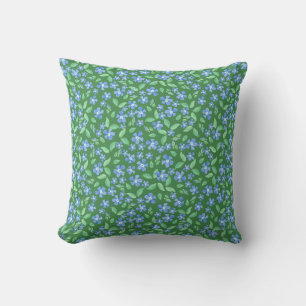 Ditsy helderblauwe Maagdenpalm op groene bloemen Kussen