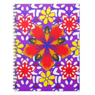 Ditsy leuke florale naadloze patronen in wit, rood notitieboek