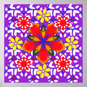 Ditsy leuke florale naadloze patronen in wit, rood poster