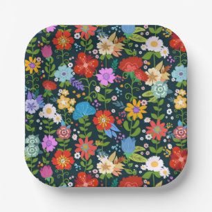 Ditsy naadloze bloemen Patroon-13554 Papieren Bordje