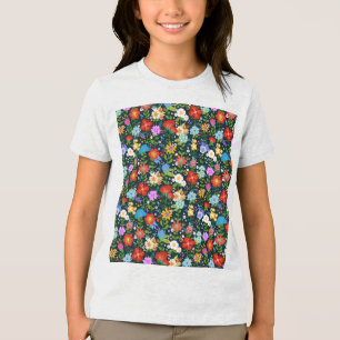 Ditsy naadloze bloemen Patroon-13554 Tri-Blend Shirt