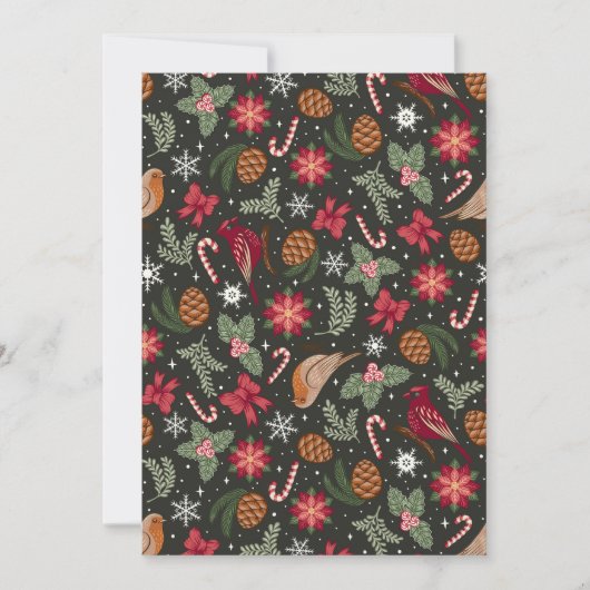 Ditsy Natural Christmas Feestdagenkaart (Voorkant)