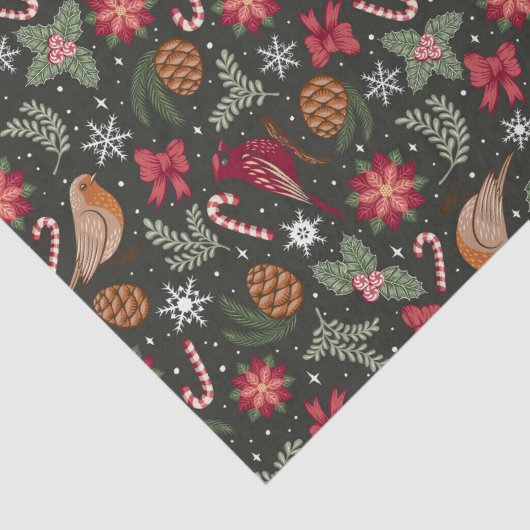 Ditsy Natural Christmas Tissuepapier (Detail)