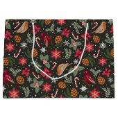 Ditsy Natuurlijke Kerstcadeau Tas Groot Cadeauzakje (Voorkant)