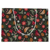 Ditsy Natuurlijke Kerstcadeau Tas Groot Cadeauzakje (Achterkant)