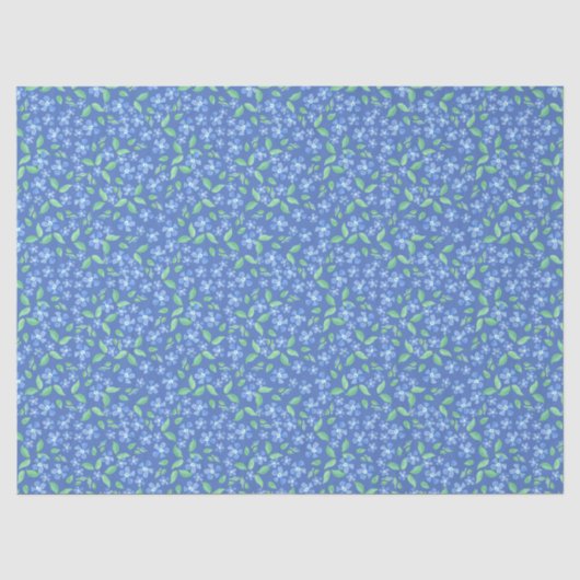 Ditsy Periwinkle Blue Green Floral Pattern Tissuepapier (Voorkant)