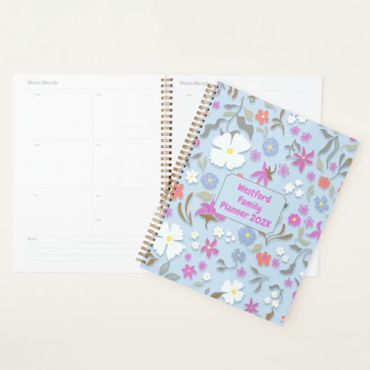 Ditsy Pop Floral Art Personal Family Planner (Devant avec enveloppe)