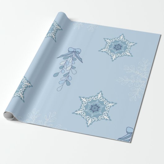 Ditsy Snowflake pattern backgrounds textures Cadeaupapier (Uitgerold)