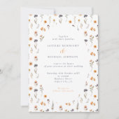 Ditsy zonnebloemen & wilde bloemen herfst bruiloft kaart (Voorkant)