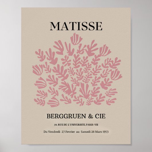 Dittelle Blush Roze Matisse Leaf Wall Art Afbeeldi Poster (Voorkant)