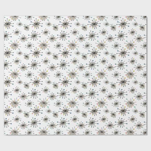 Ditzy Atomic Starburst Retro Mid Century Modern Cadeaupapier (Vlak)