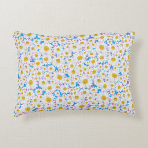 Ditzy Daisies on Blue Custom Accent Pillow Accent Kussen