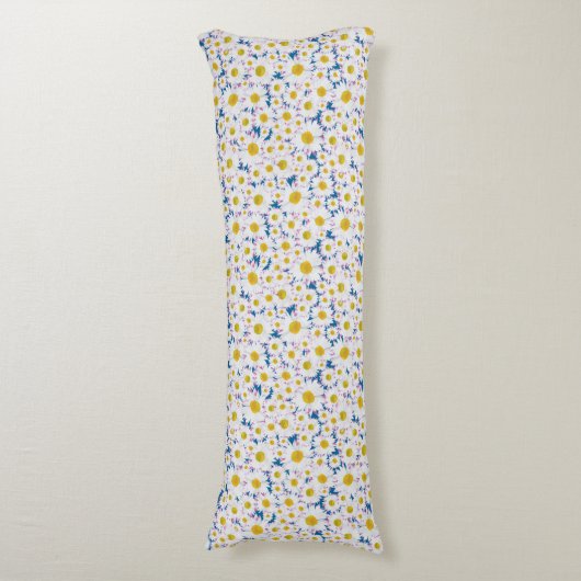 Ditzy Daisies op Blue Custom Body Pillow Lichaamskussen (Voorkant Verticaal)