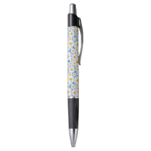 Ditzy Daisies op Blue Custom Grip Pen