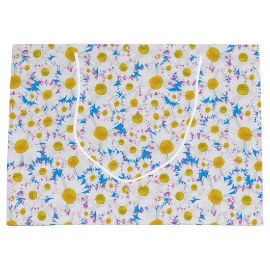 Ditzy Daisies op Blue Custom Grote Gift Bag Large Cadeauzakje (Voorkant)