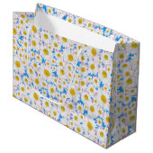 Ditzy Daisies op Blue Custom Grote Gift Bag Large Cadeauzakje (Voorkant Gekanteld)