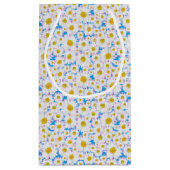 Ditzy Daisies op Blue Custom Kleine Gift Bag Klein Cadeauzakje (Achterkant)