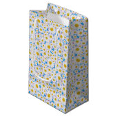 Ditzy Daisies op Blue Custom Kleine Gift Bag Klein Cadeauzakje (Voorkant Gekanteld)