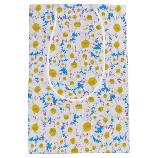 Ditzy Daisies op Blue Custom Medium Gift Bag Medium Cadeauzakje (Voorkant)