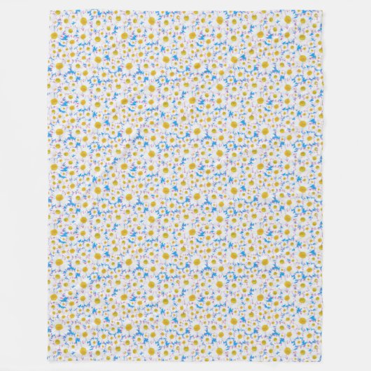 Ditzy Daisies over Blue Custom Fleece Blanket (Voorkant)