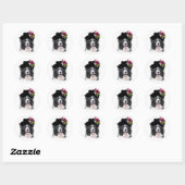 Ditzy Dogs~Border Collie Sticker~Pasen Ronde Sticker (Vel)