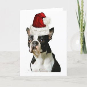 Ditzy Dogs~Original Notecard~Boston Terrier Feestdagen Kaart