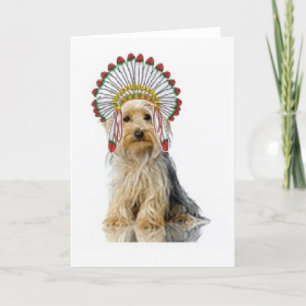 Ditzy Dogs~Original Notecard~Yorkie Feestdagen Kaart