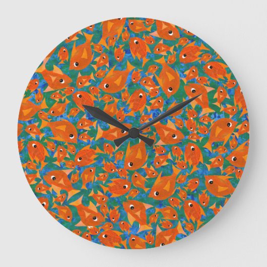 Ditzy Orange Fish Motif sur Green et Blue Horloge (Recto)