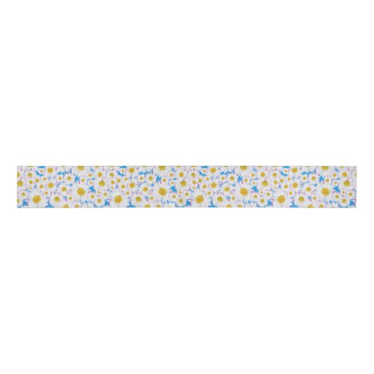 Ditzy witte madeliefjes, blauw aangepast grosgrain grosgrain lint (Voorkant)