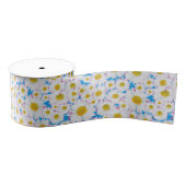 Ditzy witte madeliefjes, blauw aangepast grosgrain grosgrain lint (Spoel)
