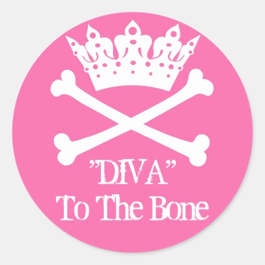 "Diva à l'os !" Stickers ronds (PINK) (Devant)