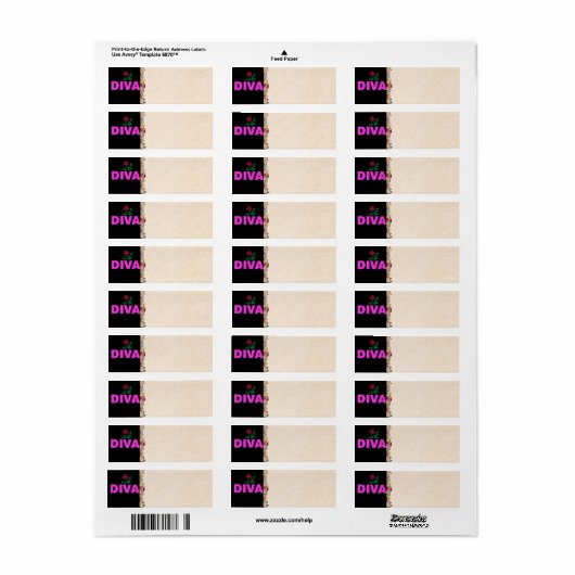 Diva-adreslabel Etiket (Full Sheet)