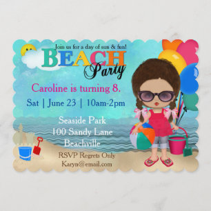 Diva Beach Party Invitation Kaart