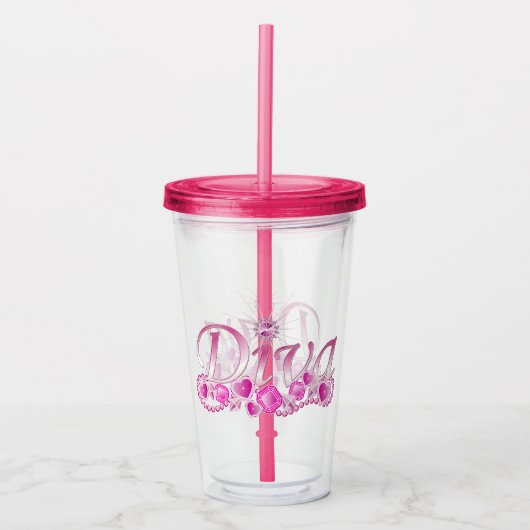 Diva Bling Acryl Drinkbeker (Voorkant)