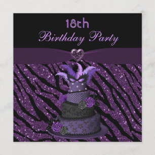 Diva Cake & Printed Zebra Glitter 18th Birthday Kaart
