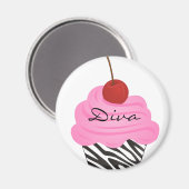 Diva Cupcake Magneet (Voorkant / Achterkant)