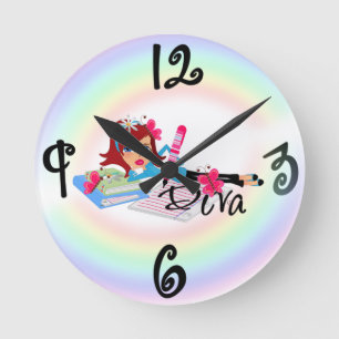 Diva - Custom Square Wall Clock Ronde Klok