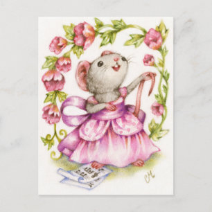 Diva - Cute Musical Mouse Art Briefkaart