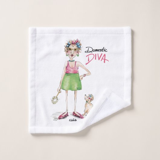 Diva domestique doit faire les corvées, en vert et (Gant de toilette)