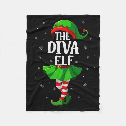 Diva Elf Christmas Girls Women Elf Squad Xmas Fami Fleece Deken (Voorkant)